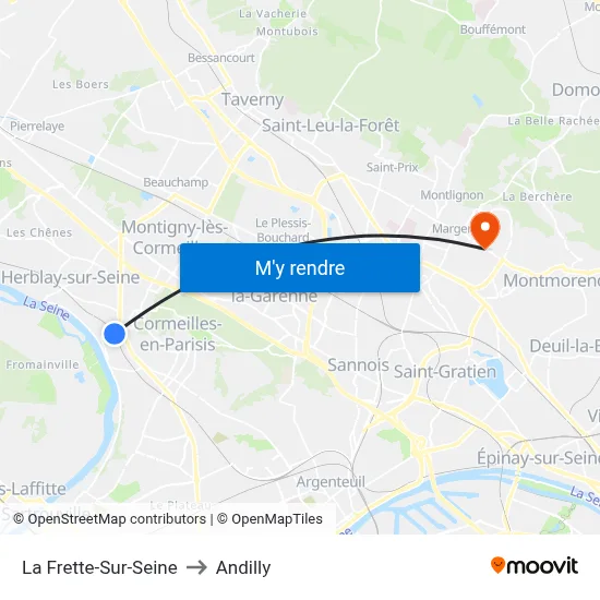 La Frette-Sur-Seine to Andilly map
