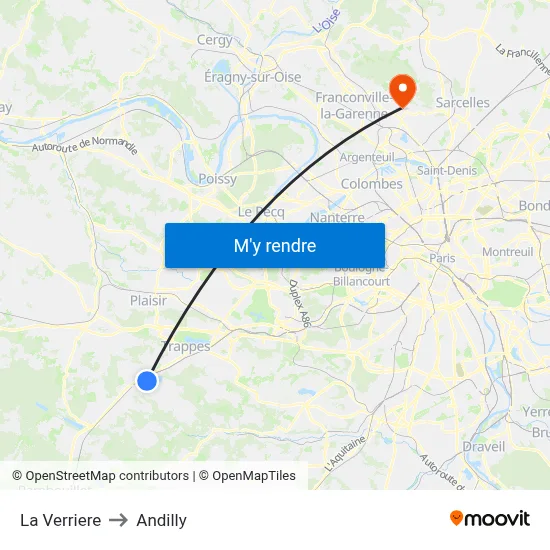 La Verriere to Andilly map