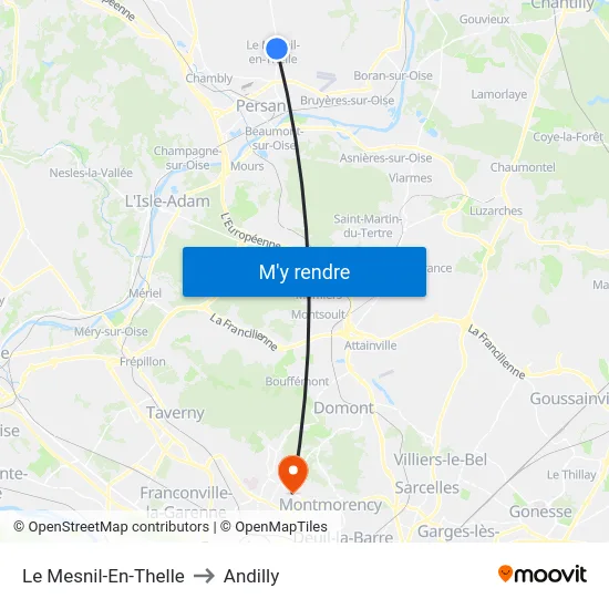 Le Mesnil-En-Thelle to Andilly map