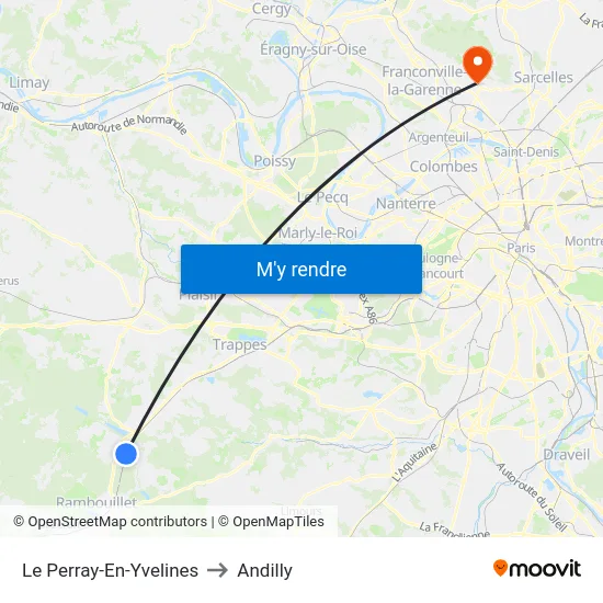 Le Perray-En-Yvelines to Andilly map