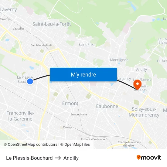 Le Plessis-Bouchard to Andilly map