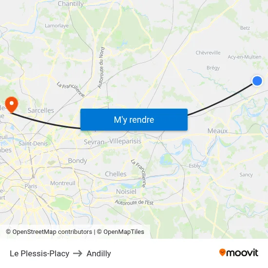 Le Plessis-Placy to Andilly map