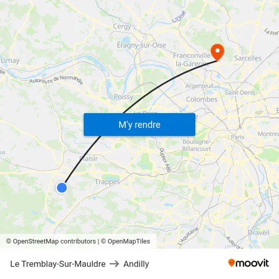 Le Tremblay-Sur-Mauldre to Andilly map