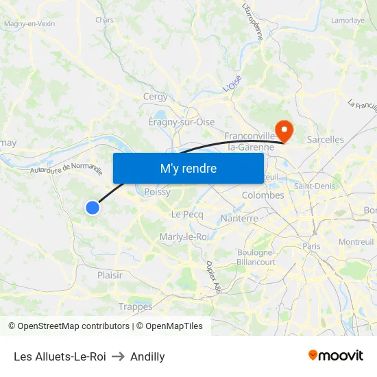 Les Alluets-Le-Roi to Andilly map