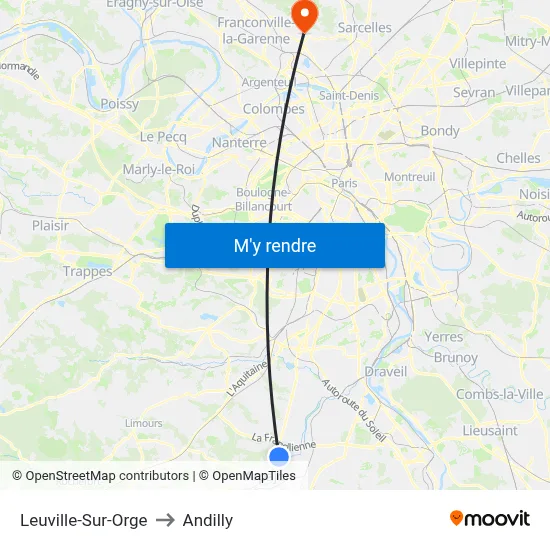 Leuville-Sur-Orge to Andilly map