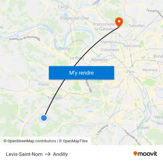 Levis-Saint-Nom to Andilly map