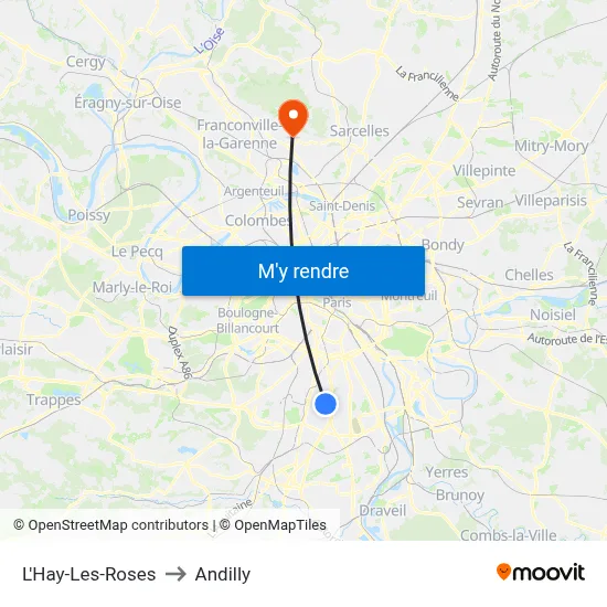 L'Hay-Les-Roses to Andilly map