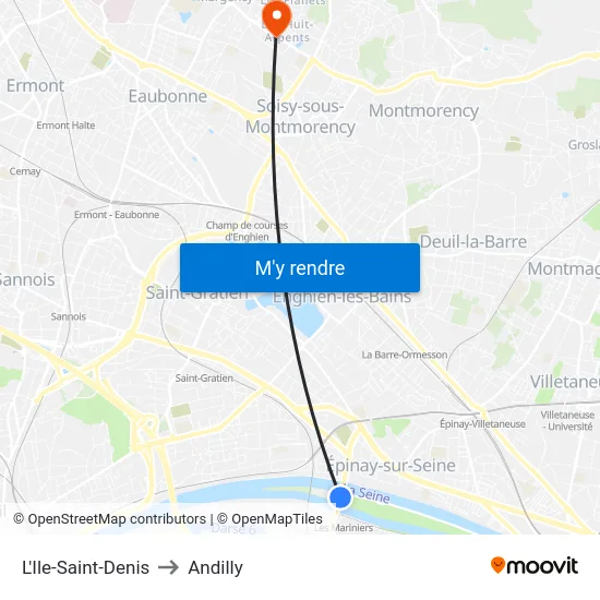 L'Ile-Saint-Denis to Andilly map