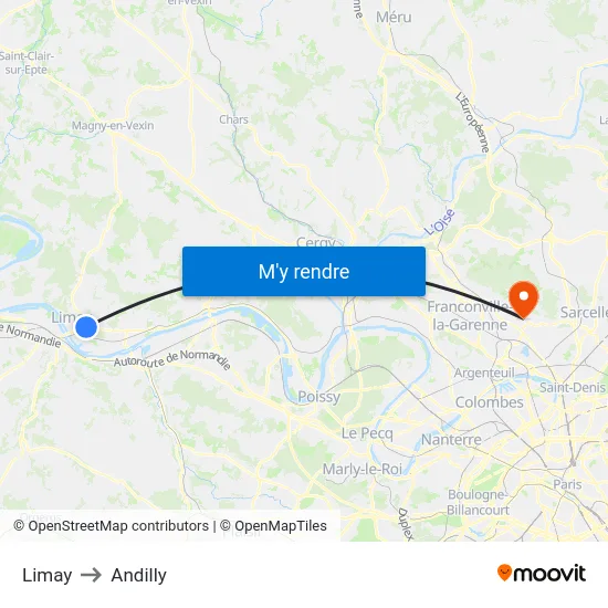 Limay to Andilly map