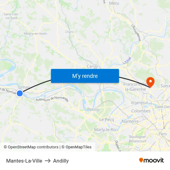 Mantes-La-Ville to Andilly map