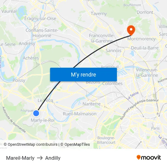 Mareil-Marly to Andilly map
