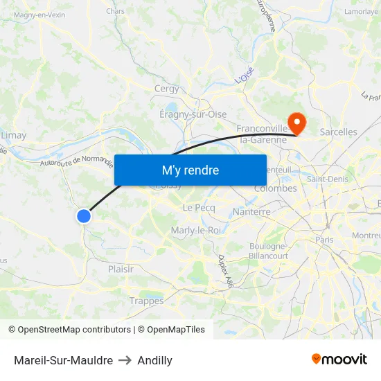Mareil-Sur-Mauldre to Andilly map