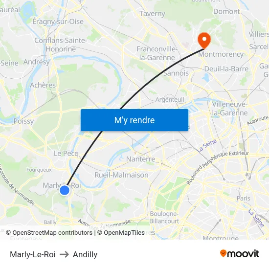 Marly-Le-Roi to Andilly map