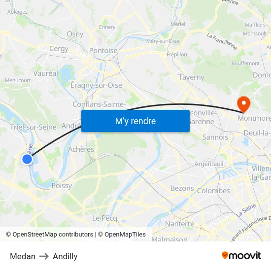 Medan to Andilly map