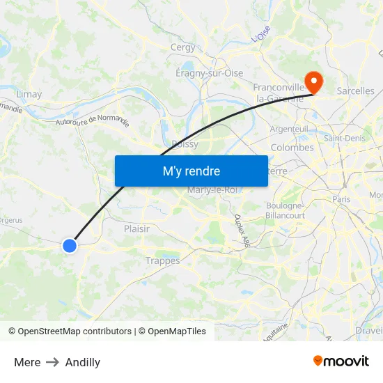 Mere to Andilly map