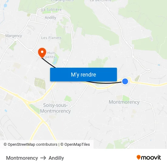 Montmorency to Andilly map