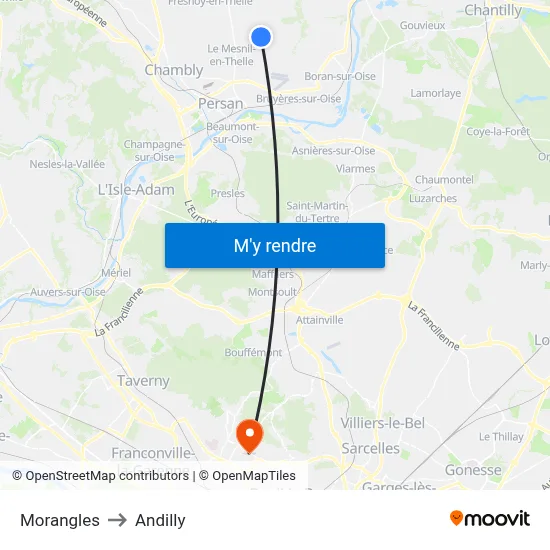 Morangles to Andilly map