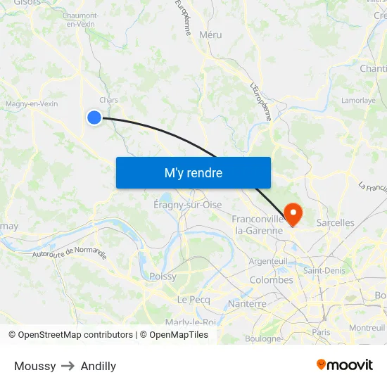 Moussy to Andilly map