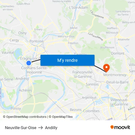 Neuville-Sur-Oise to Andilly map