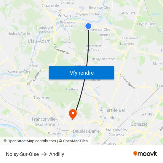 Noisy-Sur-Oise to Andilly map