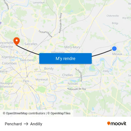 Penchard to Andilly map