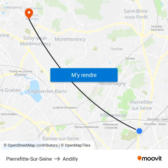 Pierrefitte-Sur-Seine to Andilly map