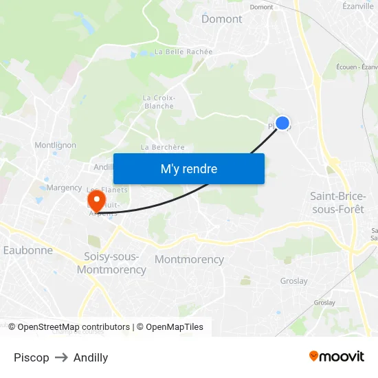 Piscop to Andilly map