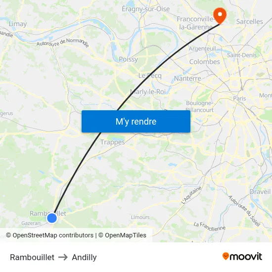 Rambouillet to Andilly map