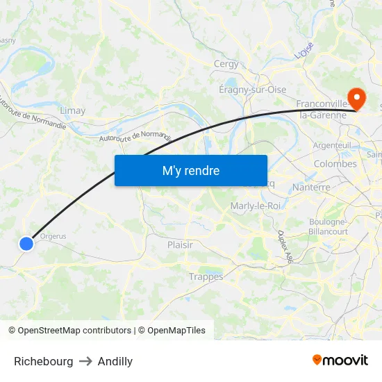 Richebourg to Andilly map