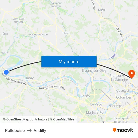Rolleboise to Andilly map