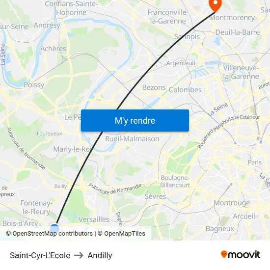 Saint-Cyr-L'Ecole to Andilly map