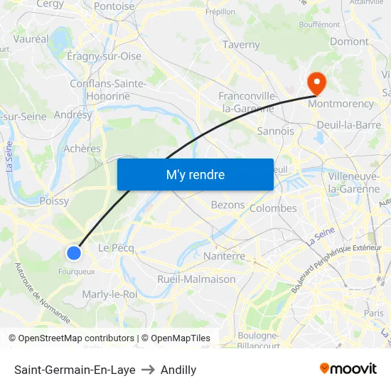 Saint-Germain-En-Laye to Andilly map