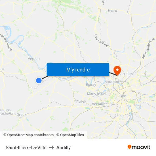 Saint-Illiers-La-Ville to Andilly map