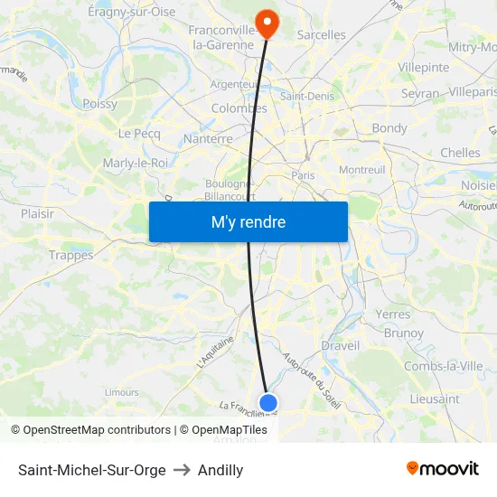 Saint-Michel-Sur-Orge to Andilly map