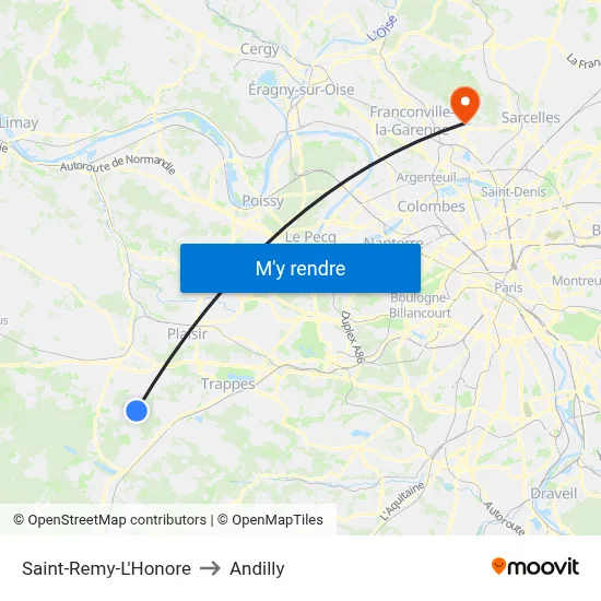 Saint-Remy-L'Honore to Andilly map