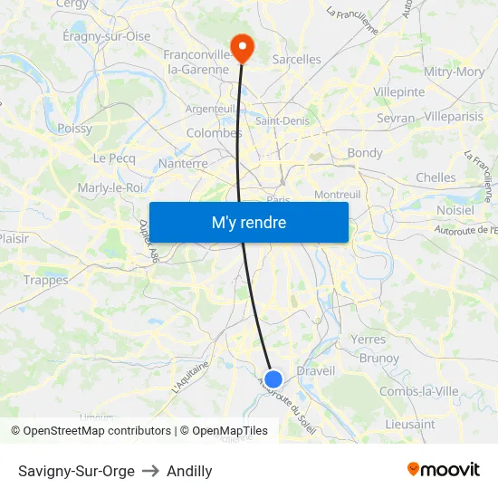 Savigny-Sur-Orge to Andilly map