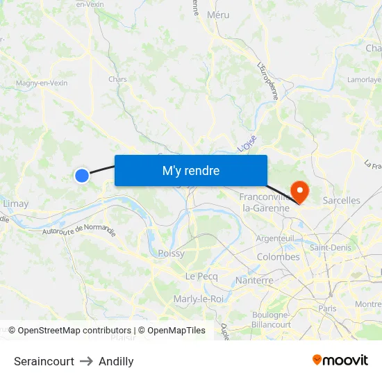 Seraincourt to Andilly map