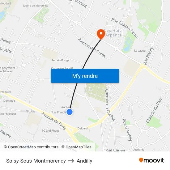 Soisy-Sous-Montmorency to Andilly map