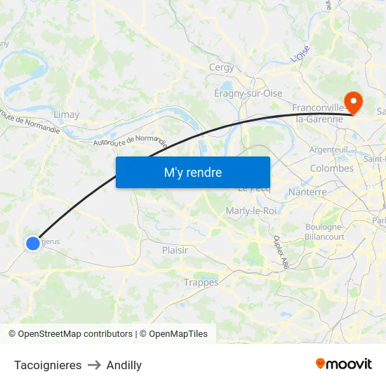 Tacoignieres to Andilly map