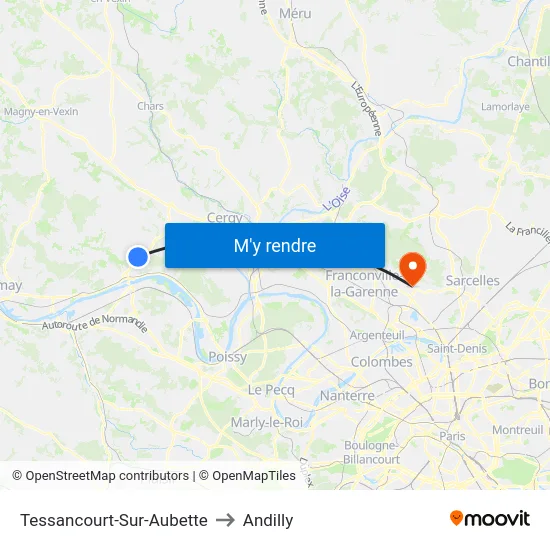 Tessancourt-Sur-Aubette to Andilly map
