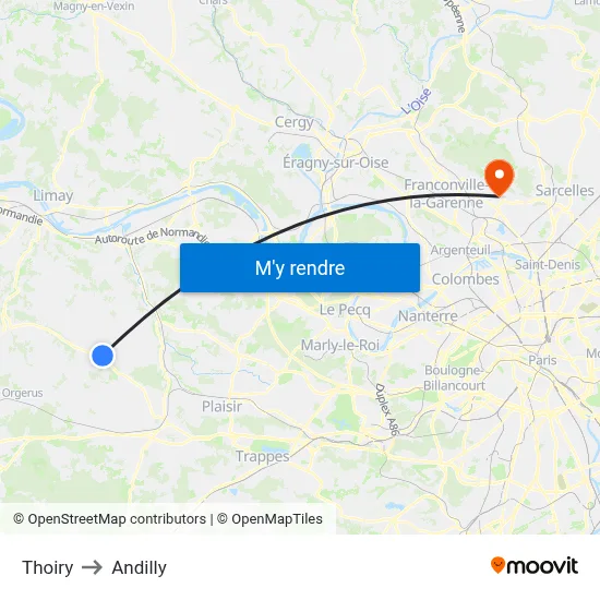 Thoiry to Andilly map