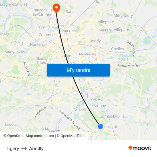 Tigery to Andilly map