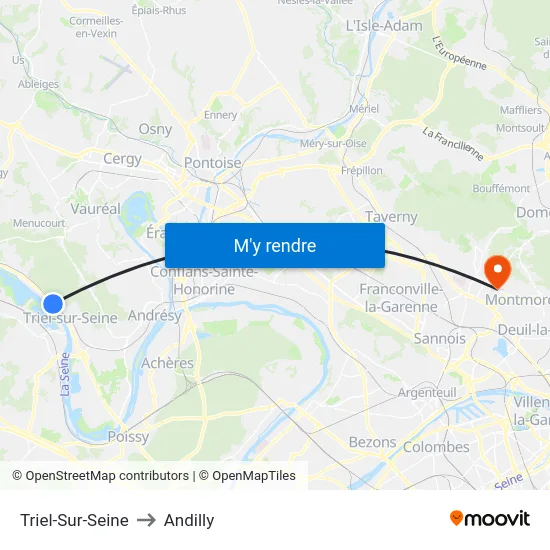 Triel-Sur-Seine to Andilly map