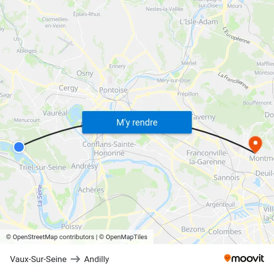 Vaux-Sur-Seine to Andilly map