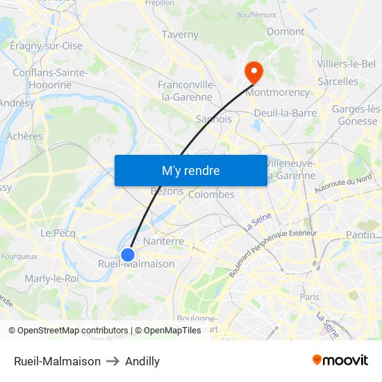 Rueil-Malmaison to Andilly map