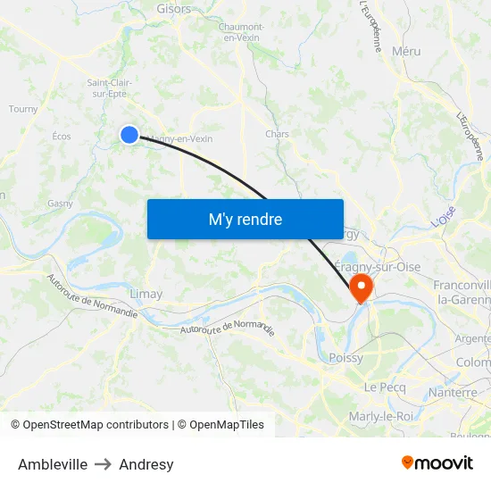 Ambleville to Andresy map