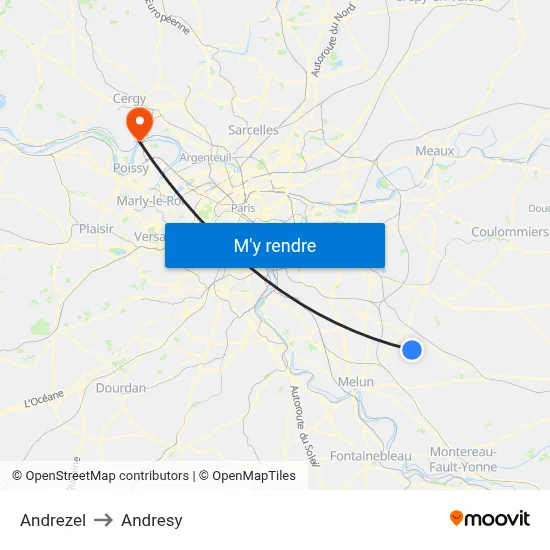 Andrezel to Andresy map