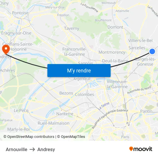 Arnouville to Andresy map