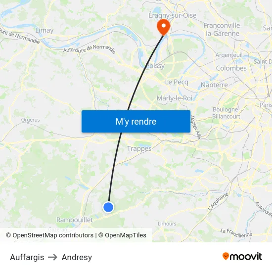 Auffargis to Andresy map
