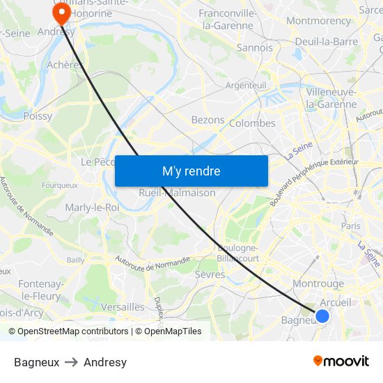 Bagneux to Andresy map